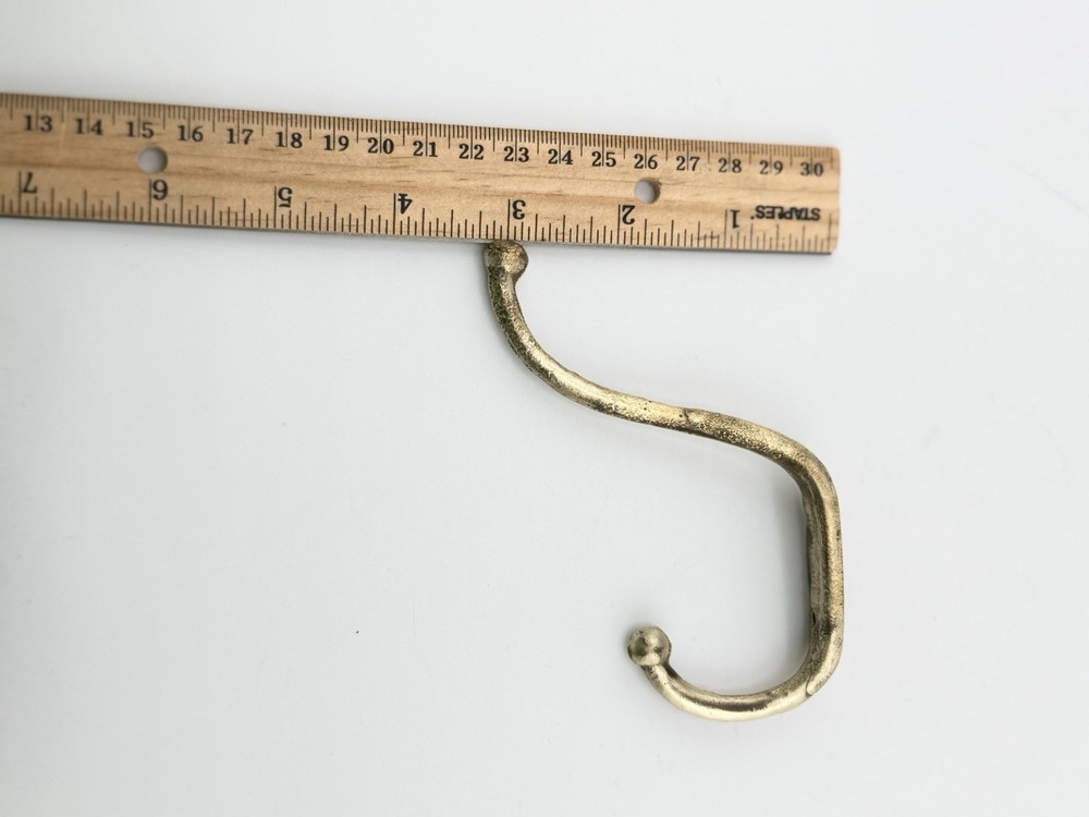 Antique Solid Brass Wall Hook Vintage Double Ball End Coat Hat Hook Rustic