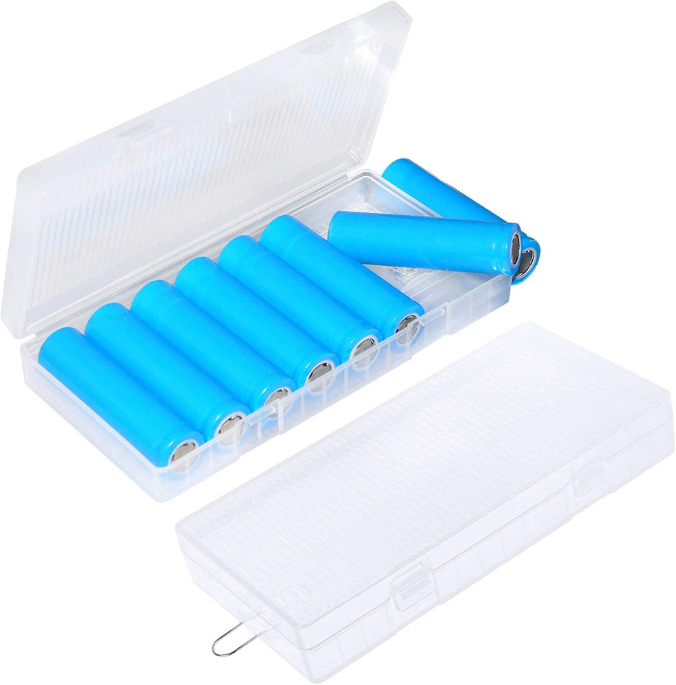 2 Pack 8 Cell 18650 Plastic Battery Storage Case with Hook Holder Waterproof Tra
