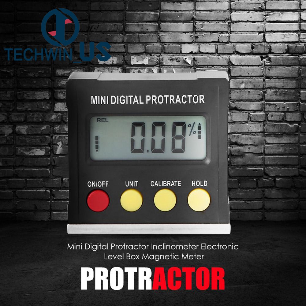 360 Degree Digital Inclinometer Protractor Electronic Level Box Magnetic Base