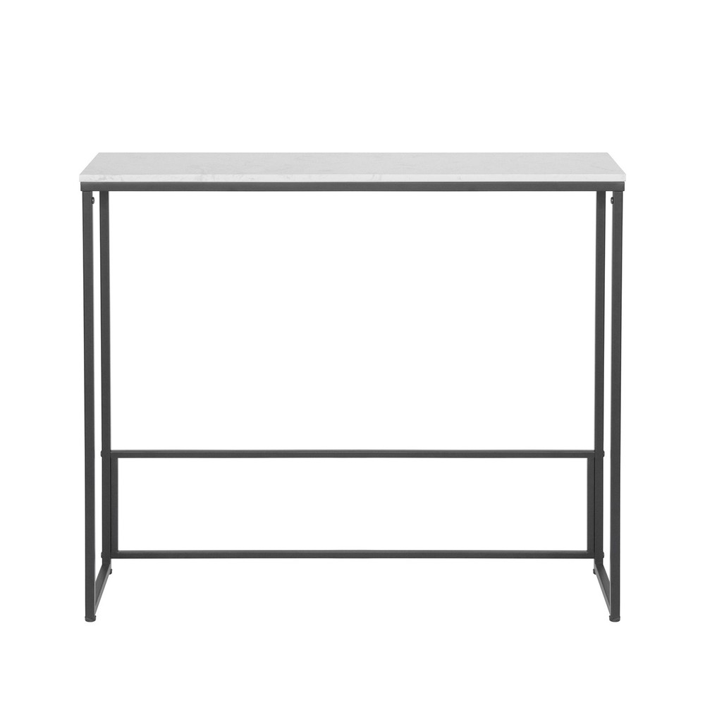 Sleek Console Table W/ Marble Stone Top Compact Entryway Table