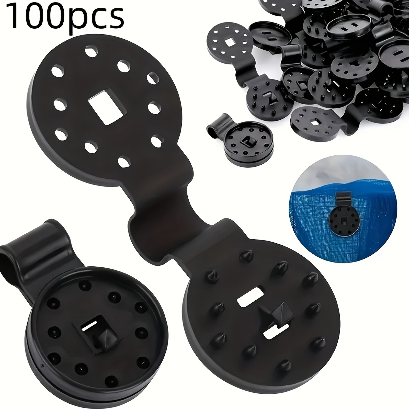 100PCS Black Plastic Net Clips - For Shade Cloth & Garden Netting Fixing