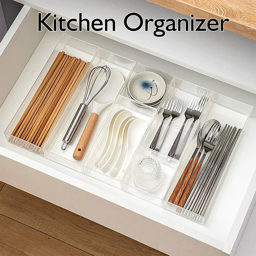 Recogwood Stackable Acrylic Drawer Organizer Set, 18 PCS Multi-Size Storage B...