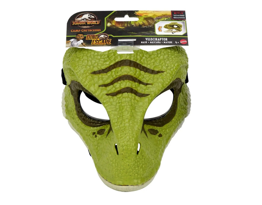 NEW Jurassic World Camp Cretaceous Dino Escape Green Velociraptor Mask FREE SHIP