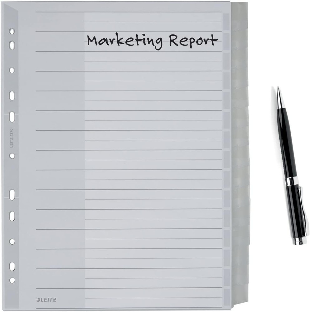 Leitz 12760000 Plastic Index Blank A4 Polypropylene 15 Sheets Grey
