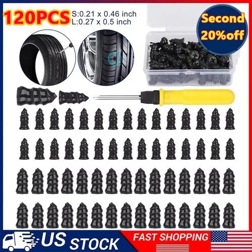 120P Car Vacuum Tire Repair Nail Rubber Screw Nails+Fix Tire Screws，Rubber Nail