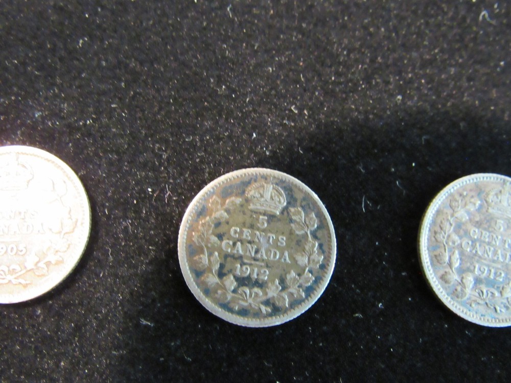 Five Canandian nickels silver