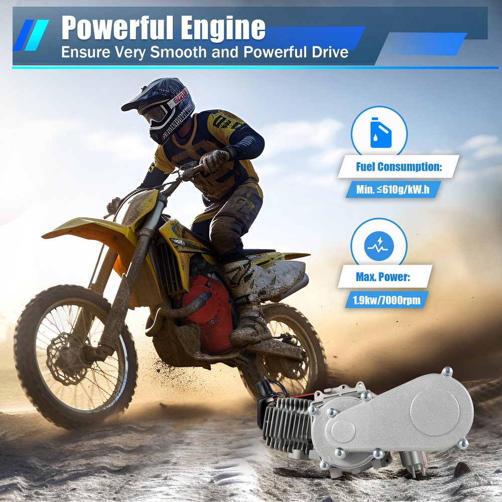 Complete Mini Engine Motor Kit, For 49cc 2stroke Mini Dirt Bike Atv, Pull Start