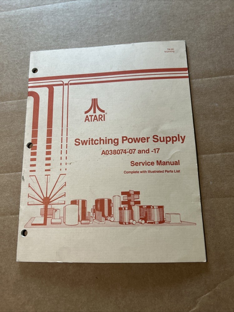 Original Atari Switching Power Supply arcade Video game manual