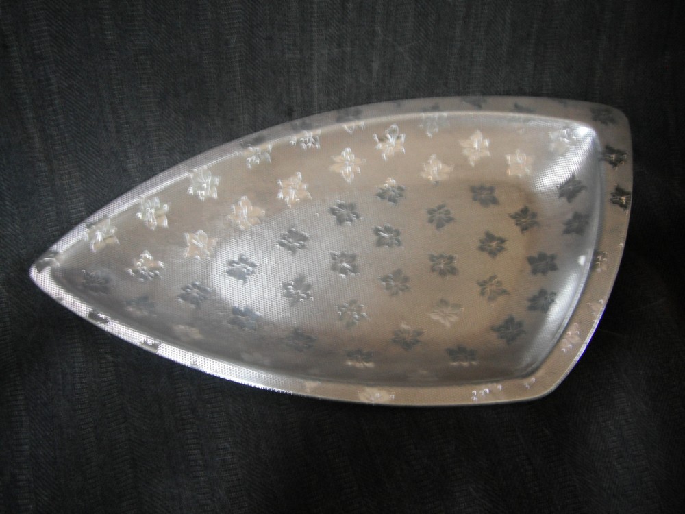 Signed Hans Jensen Modernist Silver Plate Dish with Poinsettia's-Denmark