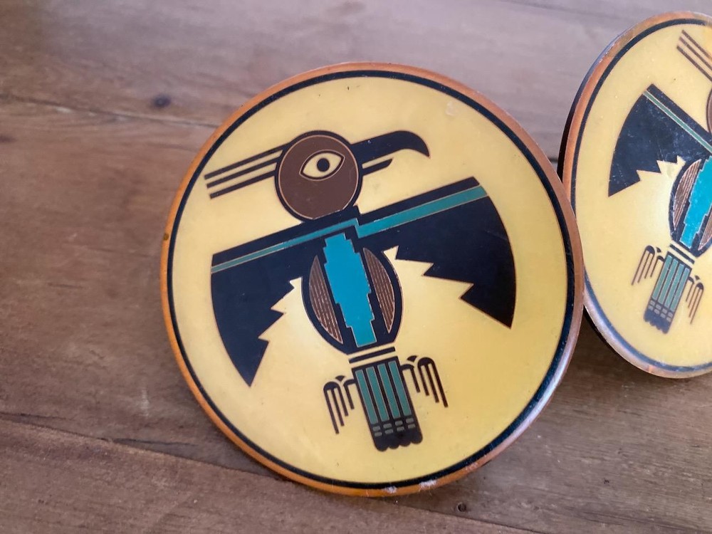 Thunder Bird Navajo Thick Copper inlaid 3.5" size Thick Heavy Hardware KNOBS 3