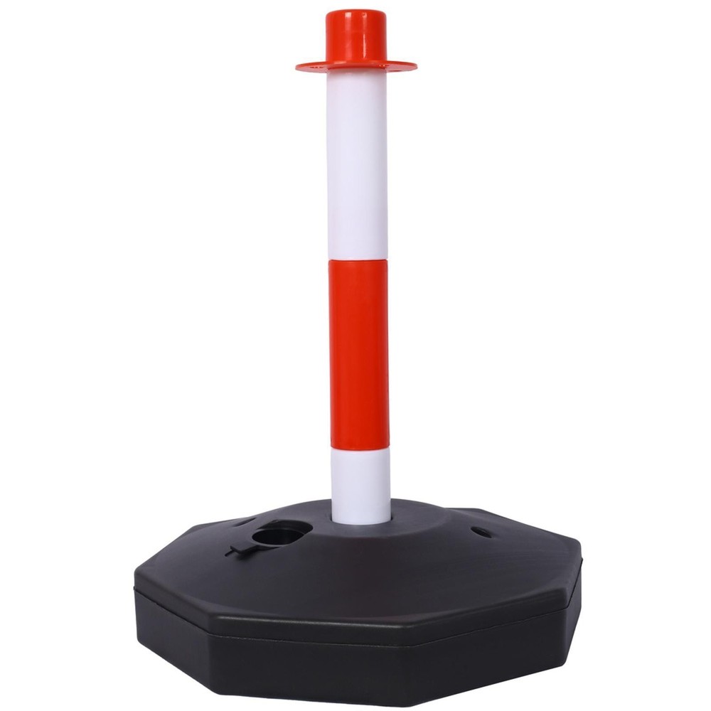 High Visibility White Red Plastic Traffic Delineator Post Fillable Base