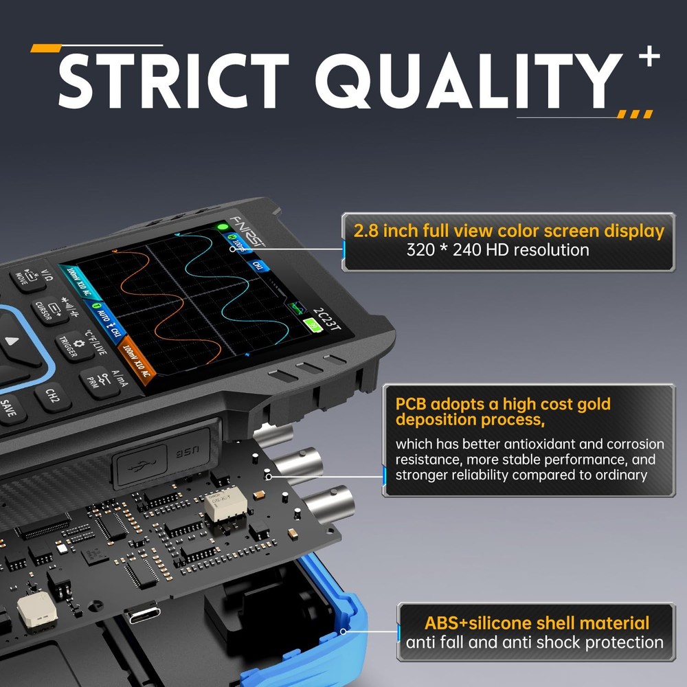FNIRSI 2C23T Handheld Digital Oscilloscope Multimeter Function Signal Generator