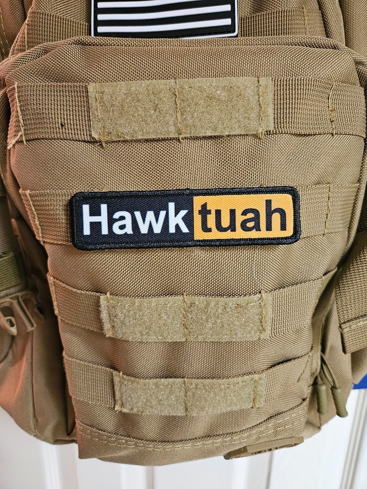 Hawk tuah spicy meme 1x4" removable hook & loop morale patch tactical