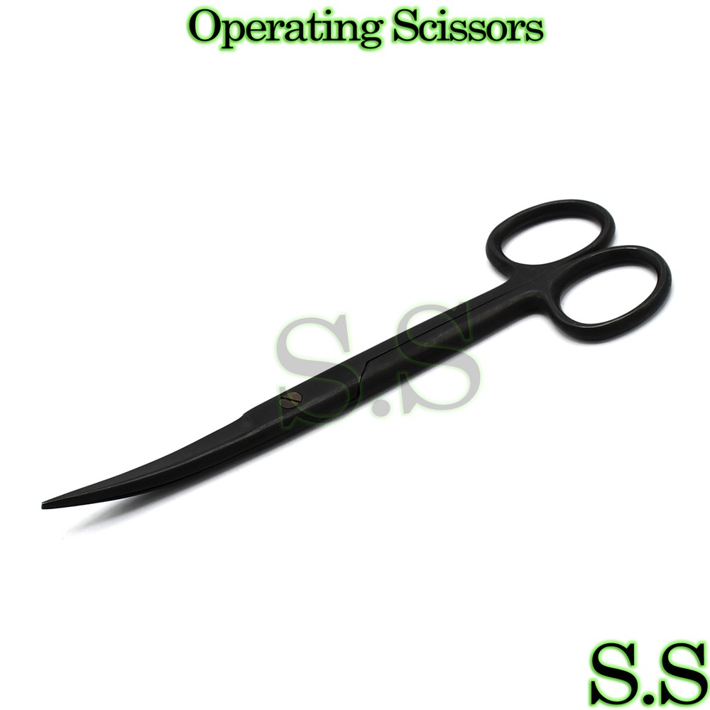 Operating Scissors Curved 4.5" Sharp-Sharp Black Coated Surgical Instruments