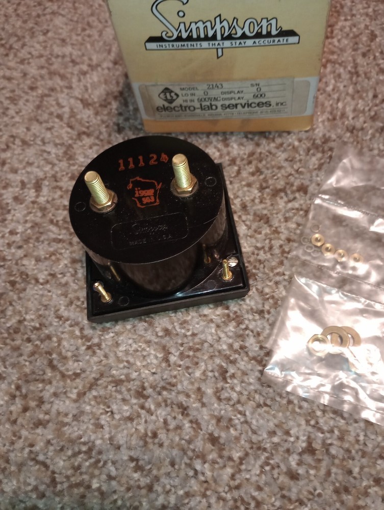 NEW GENUINE SIMPSON INSTRUMENTS MODEL 2143 PANEL METER 0-600VAC