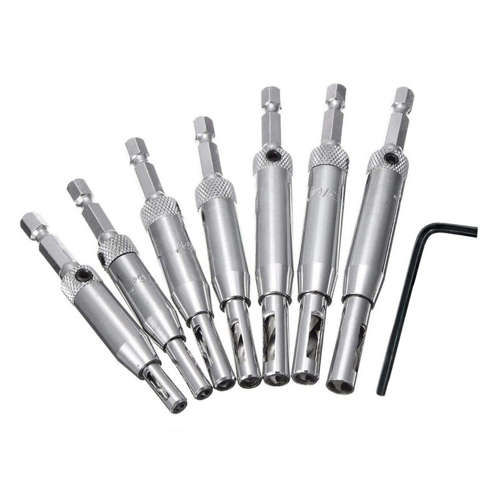 5mm, 13/64in New Durable Self Centering Hinge Hardware Drill Bit Set Kit