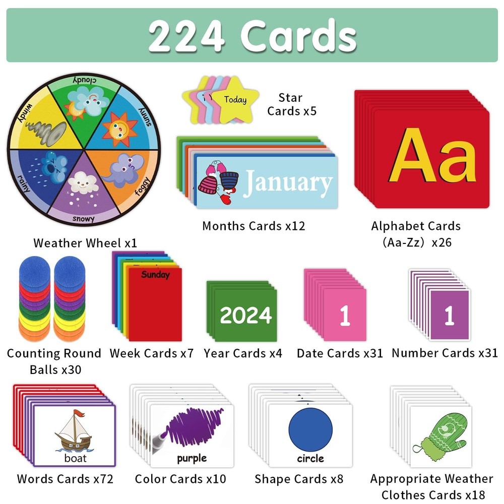 Circle Time Learning Center Pocket Chart, Calendar for Classroom, Educational...