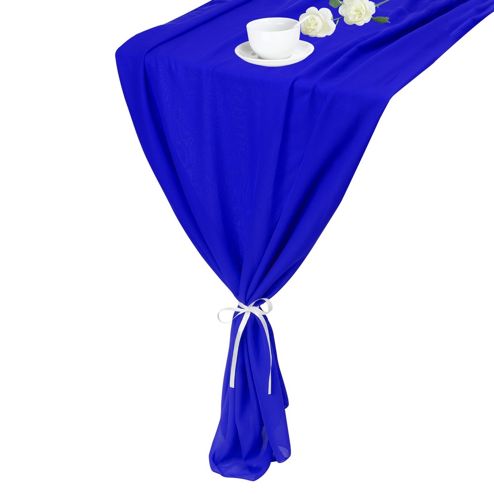 Sapphire Blue Chiffon Table Runner 27.5" x 118" Romantic Table Runner