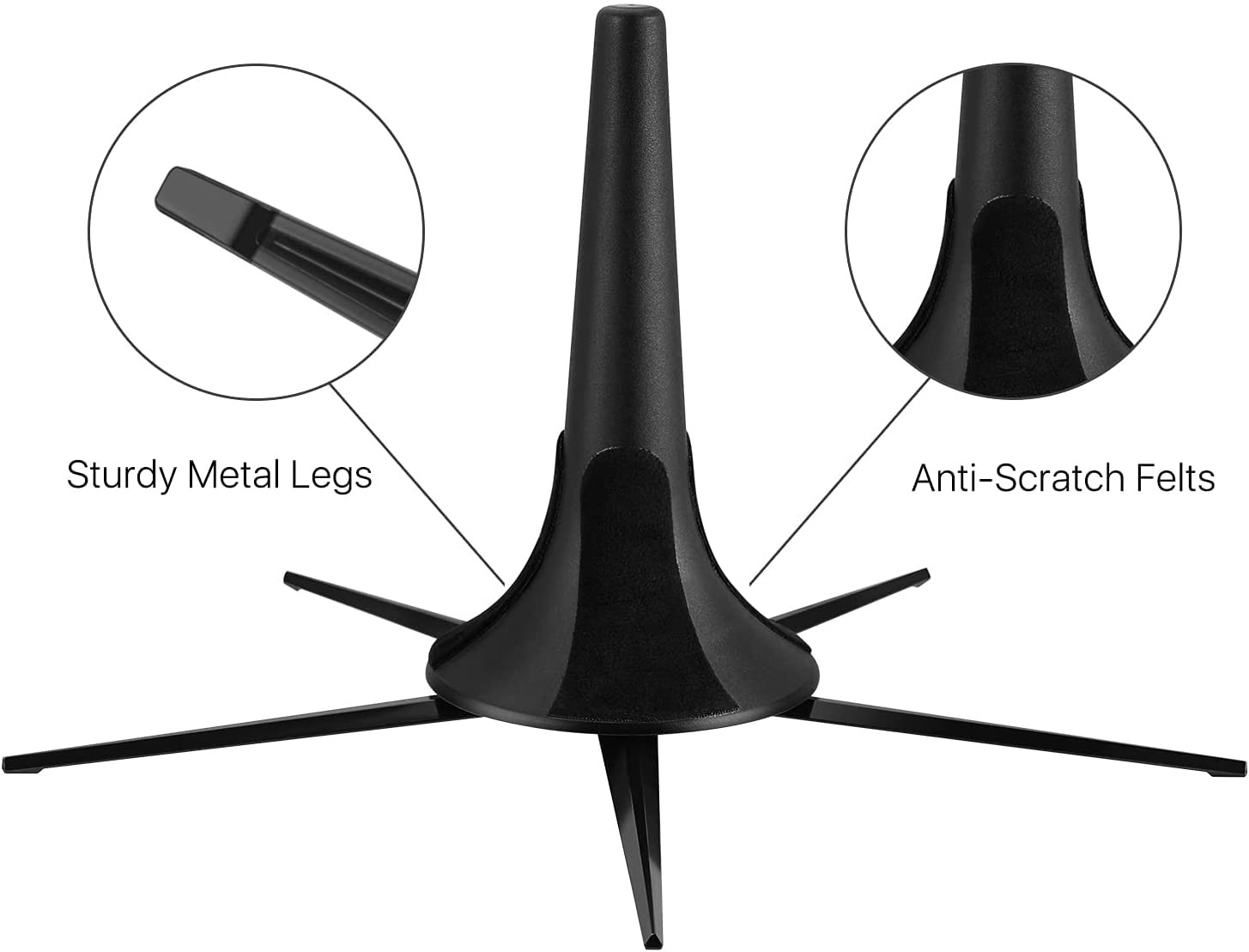 Jiayouy Portable Trumpet Stand Holder Metal 5 Leg Foldable black