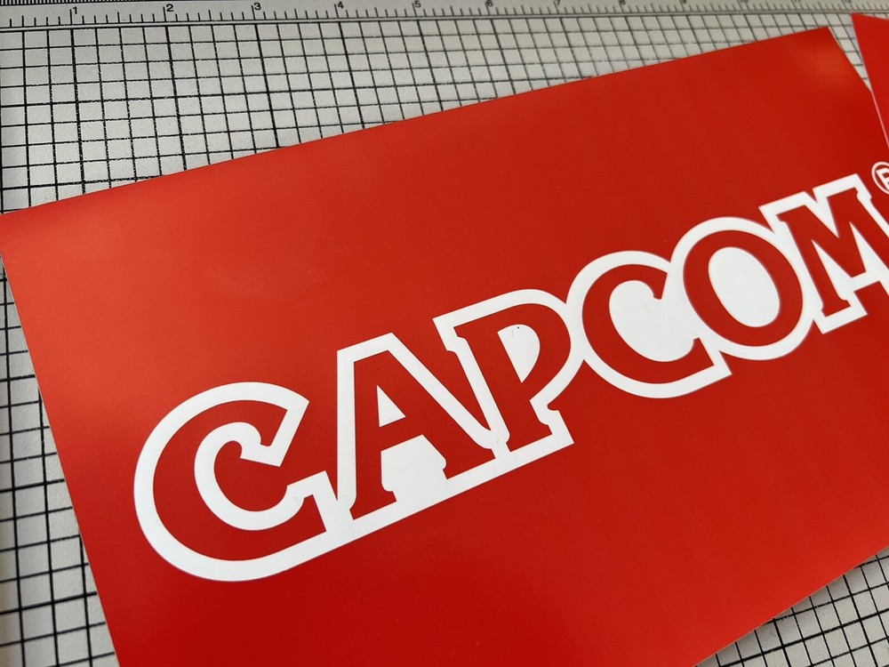 Capcom Red Arcade Side Art Sticker Pair 16” x 5”