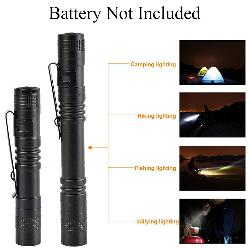 TACTICAL FLASHLIGHT SMALL LED Torch Light Mini Pen Super Bright TINY Penlight ✔