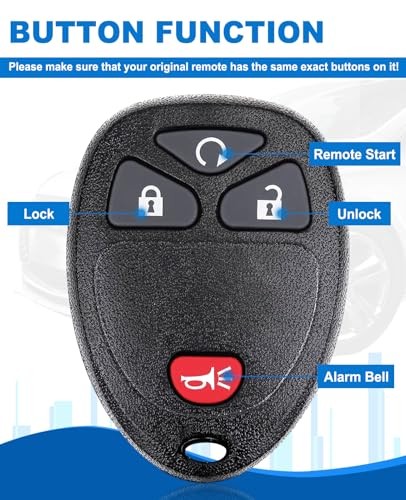 4-Button Car Key Fob Replacement: 2 Pcs Keyless Entry Remote 4Btn-OUC60221