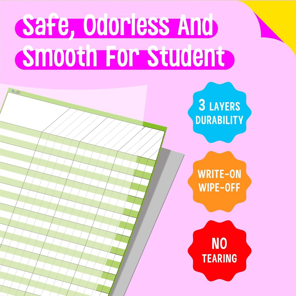 6 Pack Dry Erase Incentive Chart, 6 Multi-Color Tracking Chart for Chore/Resp...