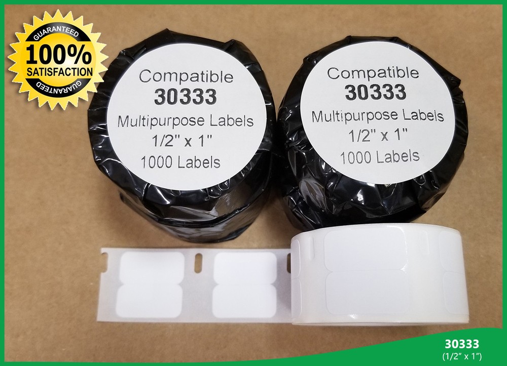 4 Rolls DYMO® Turbo Compatible 30333 White Rectangular Shaped Labels 1/2" X 1"