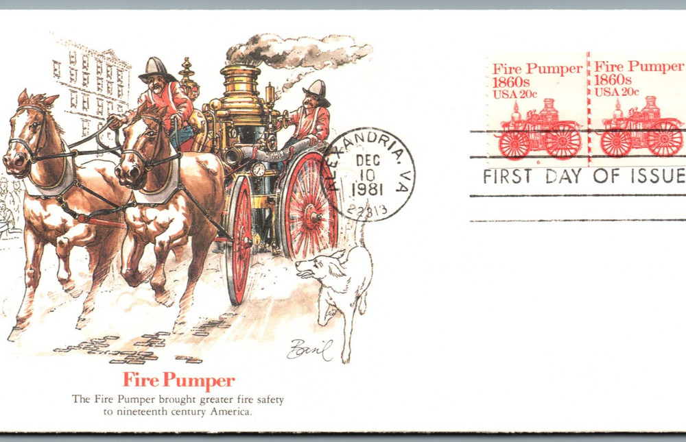 First Day Issue1981-Fire Pumper 1860s USA 20c-pB314