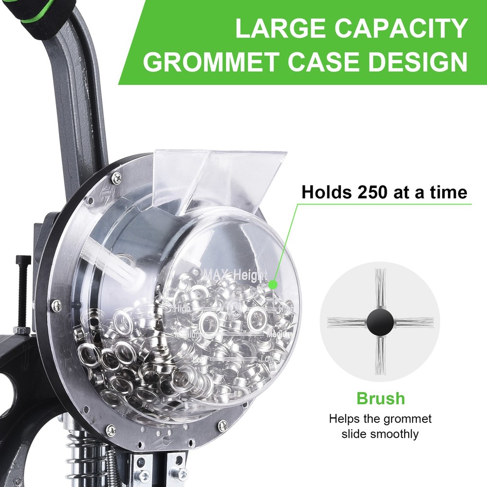 Automatic Hand Press Eyelet Grommet Machine Punch Tool Kit 3/8" 2000 Grommets