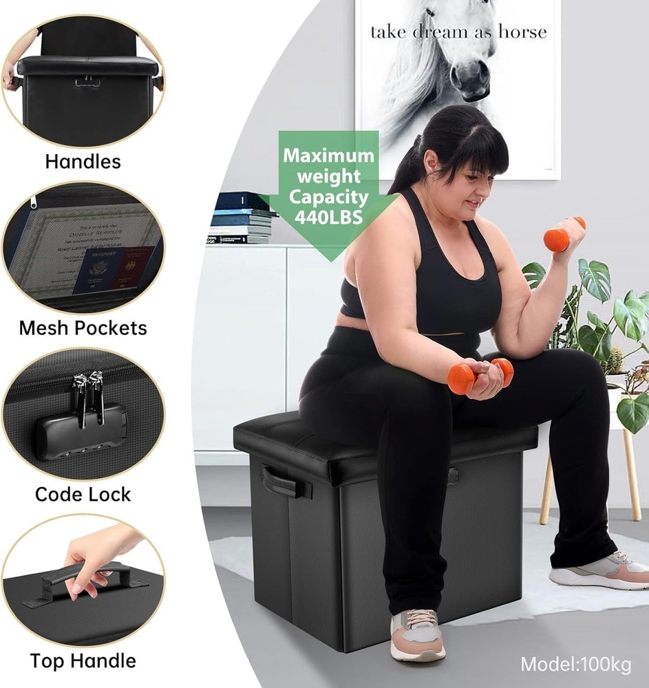 Water-Resistant Folding Ottoman with Security Lock: Ideal for Home Essentials