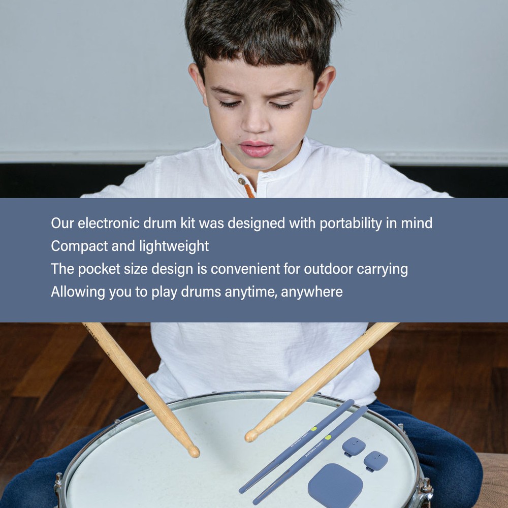 (Blue)Virtual Drum Kit Virtual Reality Drum Set Portable Electronic Drum FG