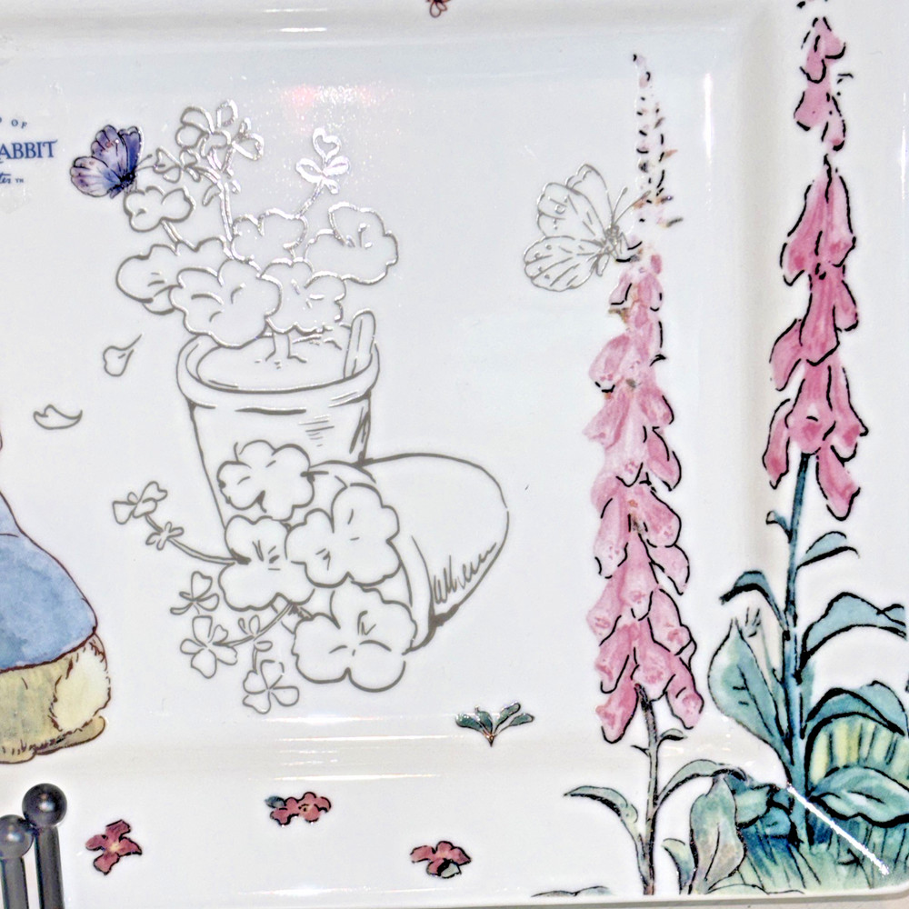 Peter Rabbit Easter Serving Platter Spring Momma Floral Beatrix Potter Rectangle