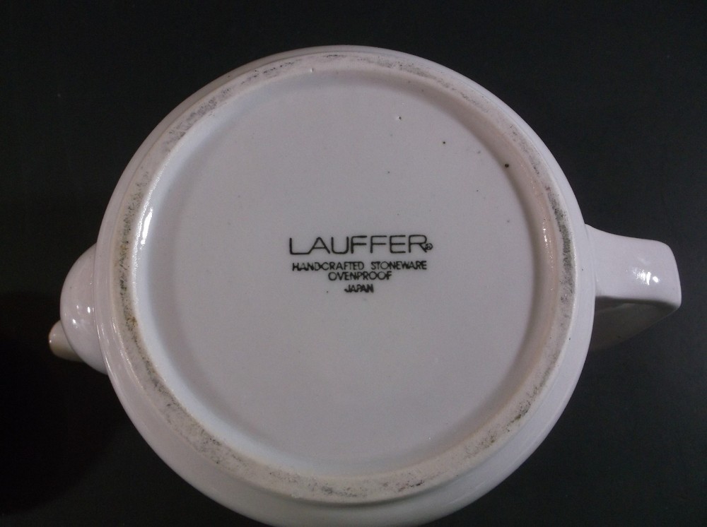 Lauffer brown banded stoneware 1 quart teapot