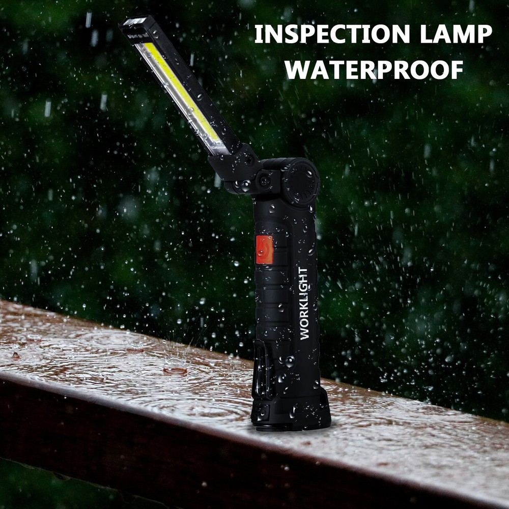 2 Super Bright USB Rechargeable COB LED Work Light Flashlight Folding Torch Lamp