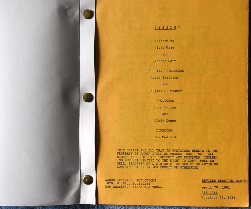 1981 " Sizzle " Original Revised Shooting Script