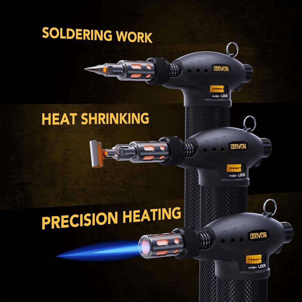 Multi-Function Butane Torch Kit with Adjustable Flame and Hands-Free Operation
