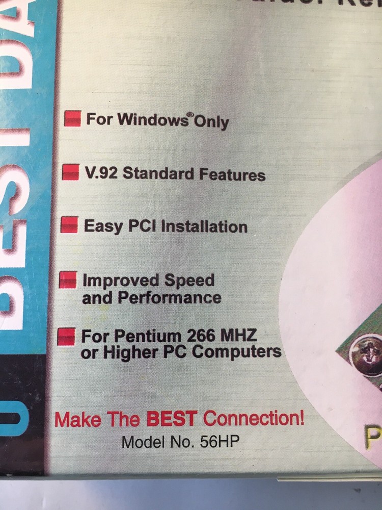 Best Data Windows Only V.92 Internal Modem 56K Model# 56HP New 9366/9364