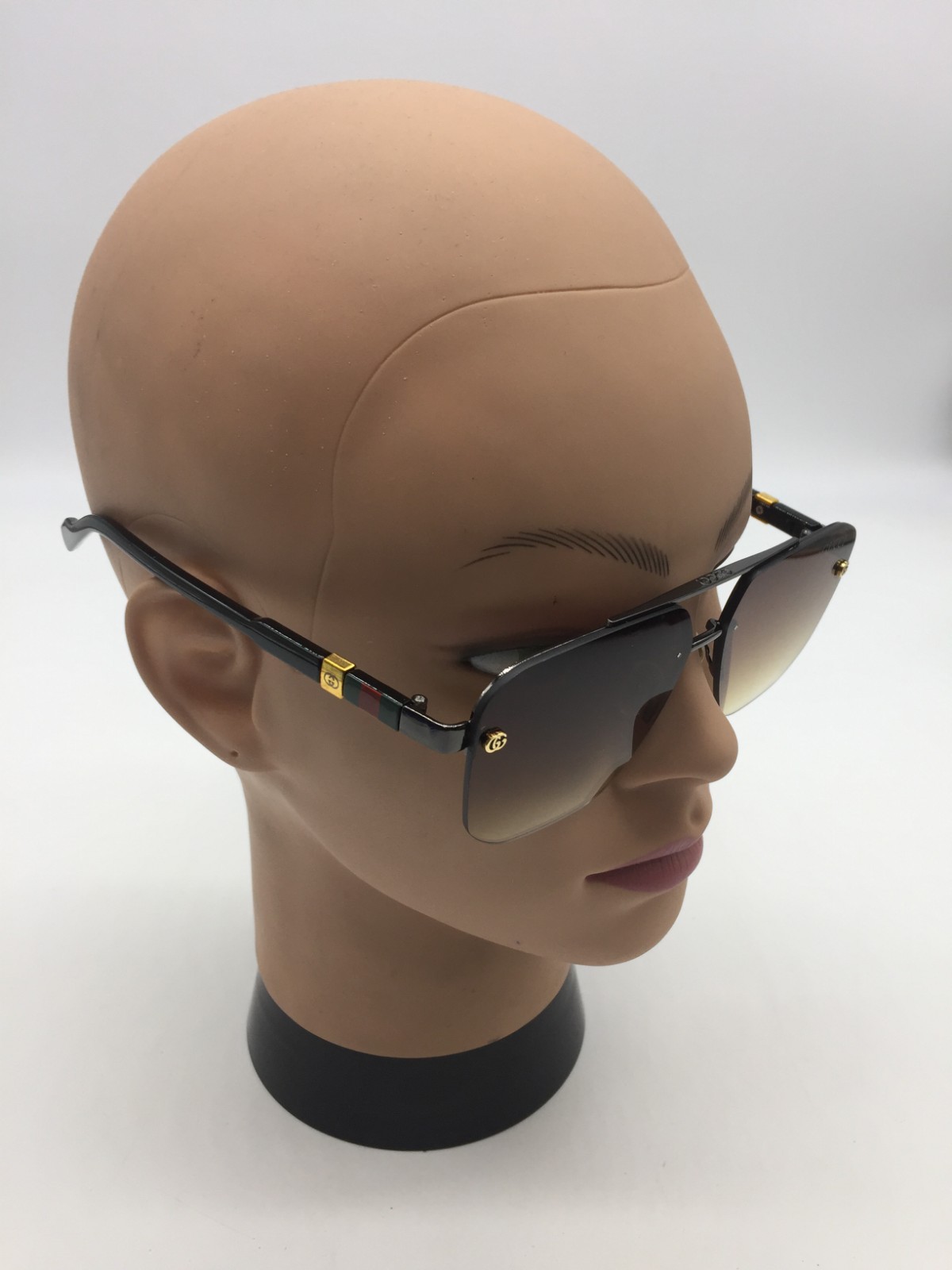 Gucci Gunmetal Designer Sunglasses Brown Lens