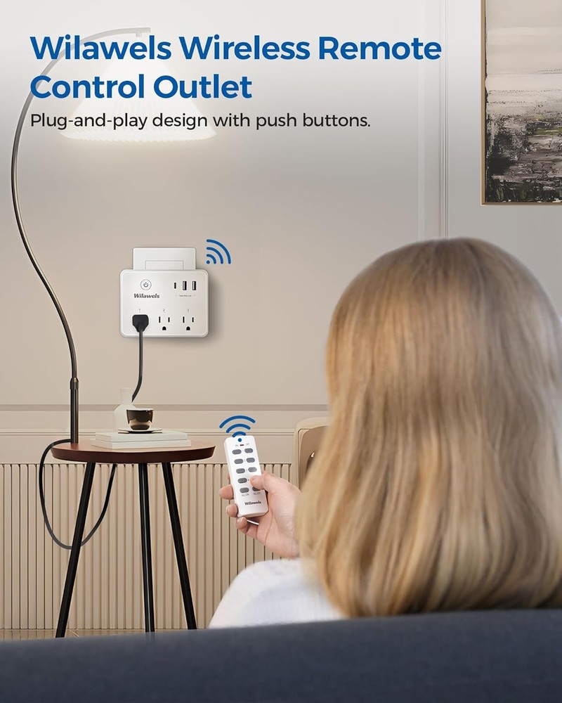 Remote Control Outlet with 3 Outlets & 3 USB Ports, 100FT RF Range
