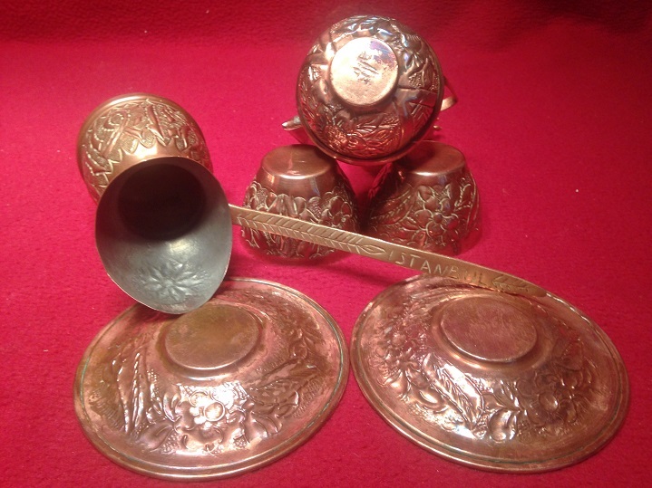 Vintage Incuse Copper Coffee Set Turkish
