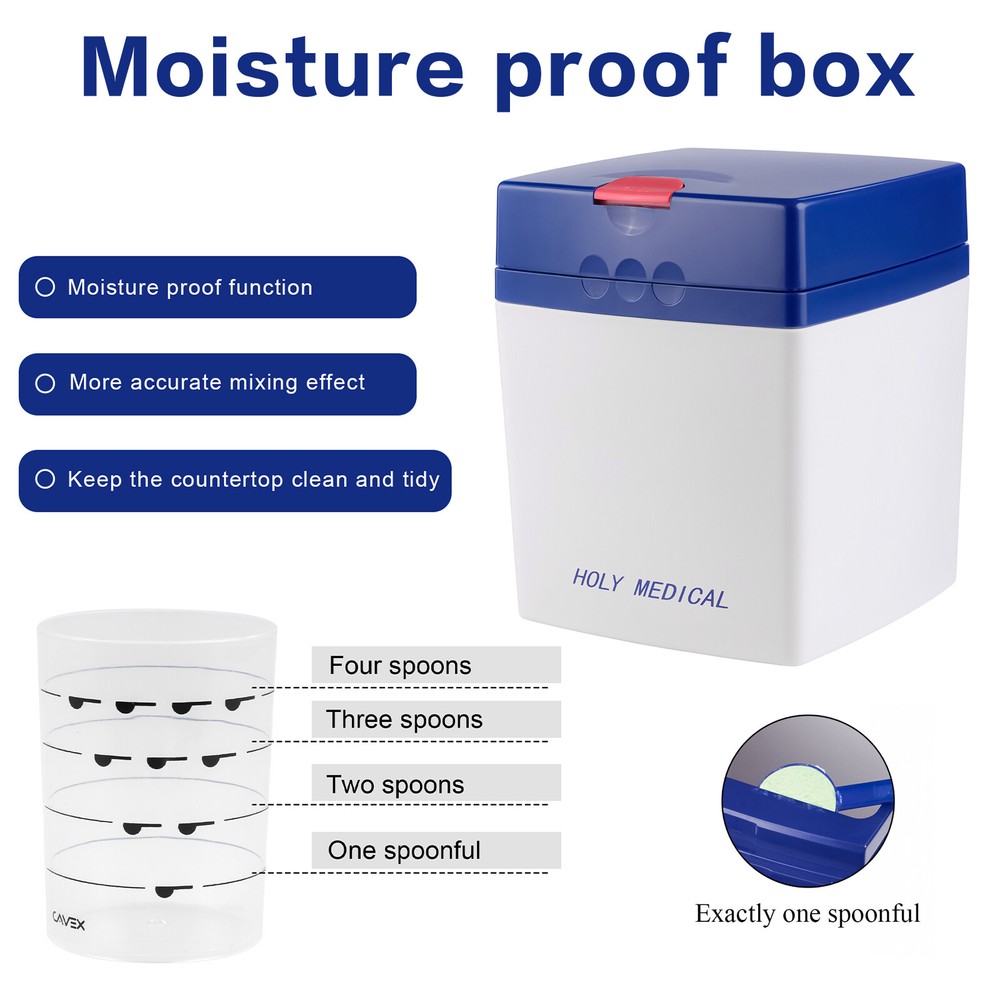 Moisture-Proof Container with Sealable Lid for Impression Materials & Mixer Tool