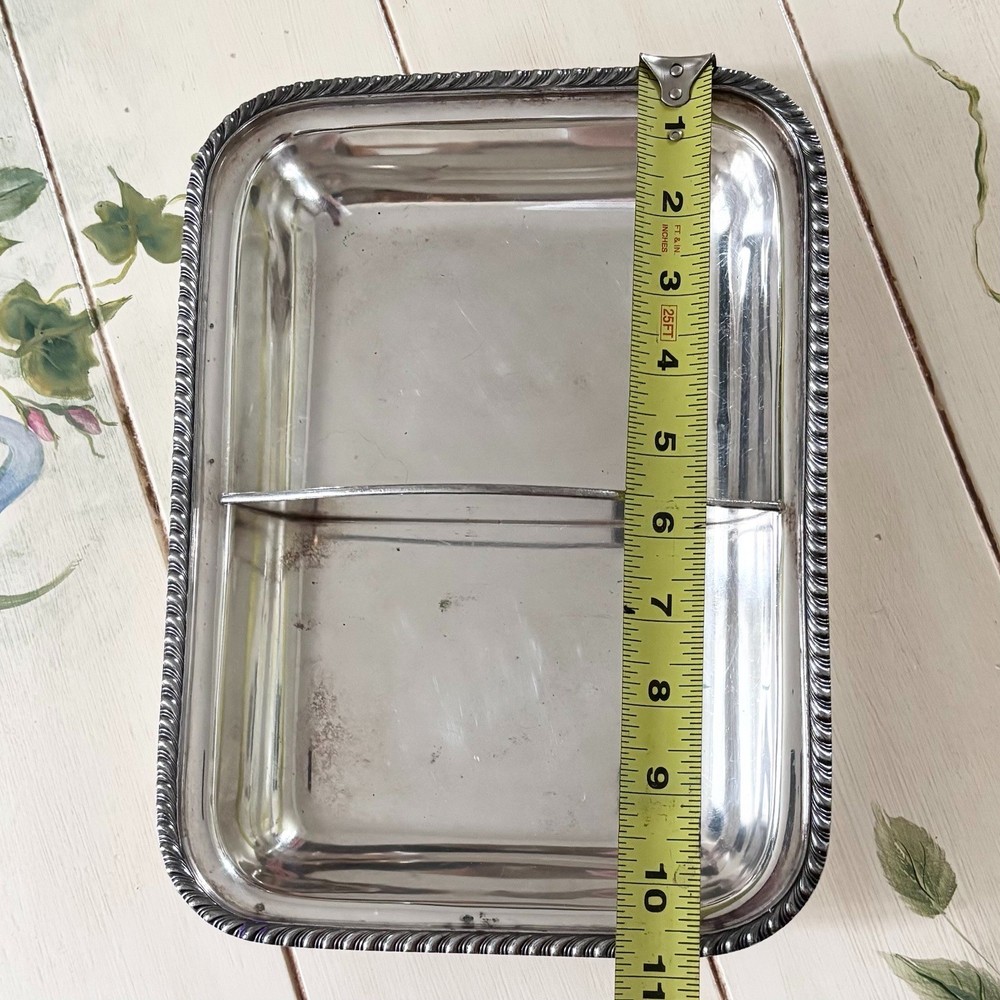 Vintage Silver Plate Platter Divided Serving Dish Two Sections