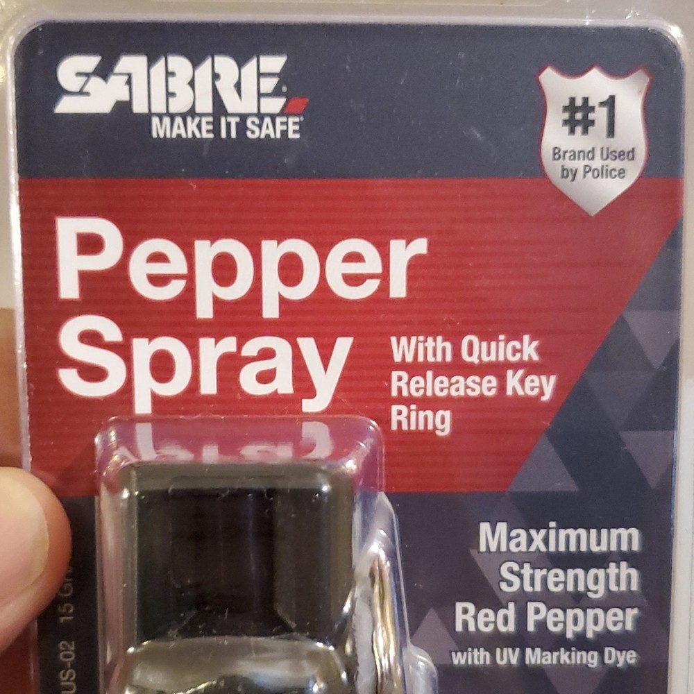 Sabre Pepper Spray Maximum Strength Quick Release Key Ring UV Marking Dye