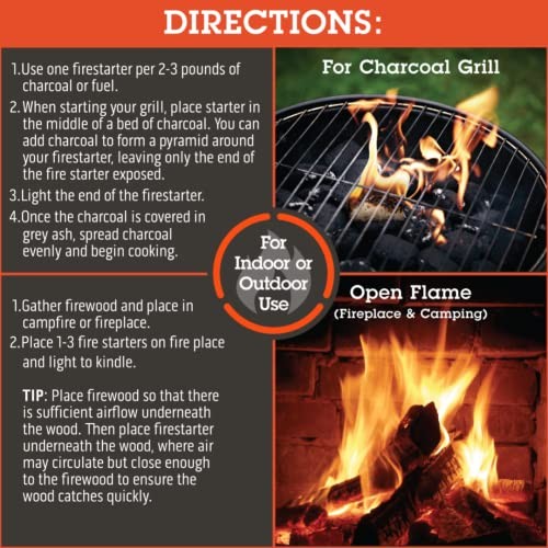 All Natural Fire Starters () - Unique Design Lights Quick & Easily with 50 Pack