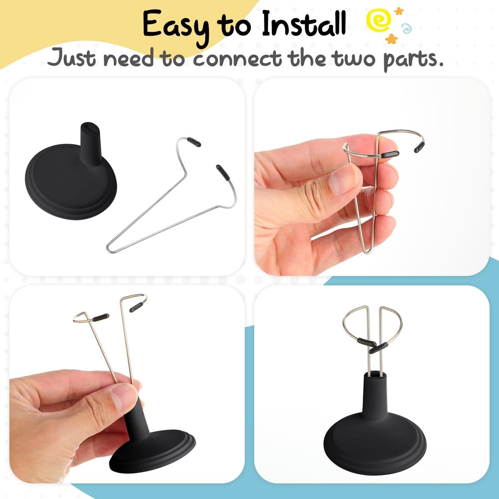 Yaocom 24 Pcs Doll Stand Adjustable Action Figure Display Holder Black
