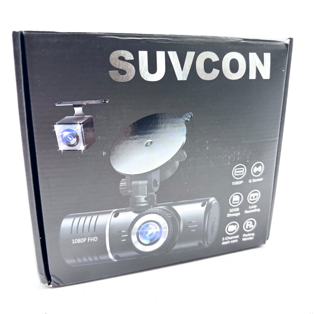 Suvcon 1080P FHD 32GB Storage G Sensor Three Channel Dash Camera