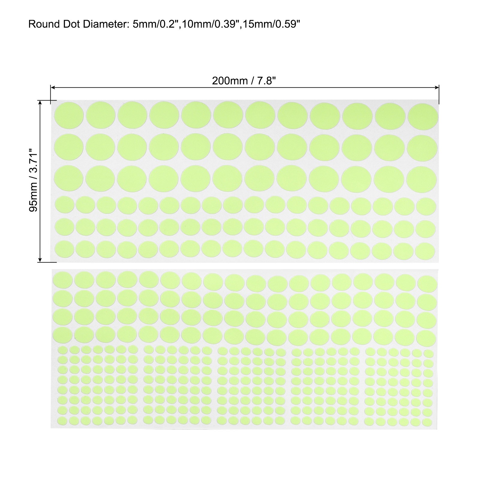 Glow in the Dark Tape Dots 0.2" 0.39" 0.59" Dots 407 Glow Dots Green 1set
