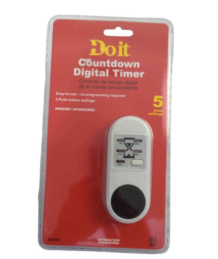 Do It Countdown Digital Timer Model 520462, 5 settings, indoor outdoor - New