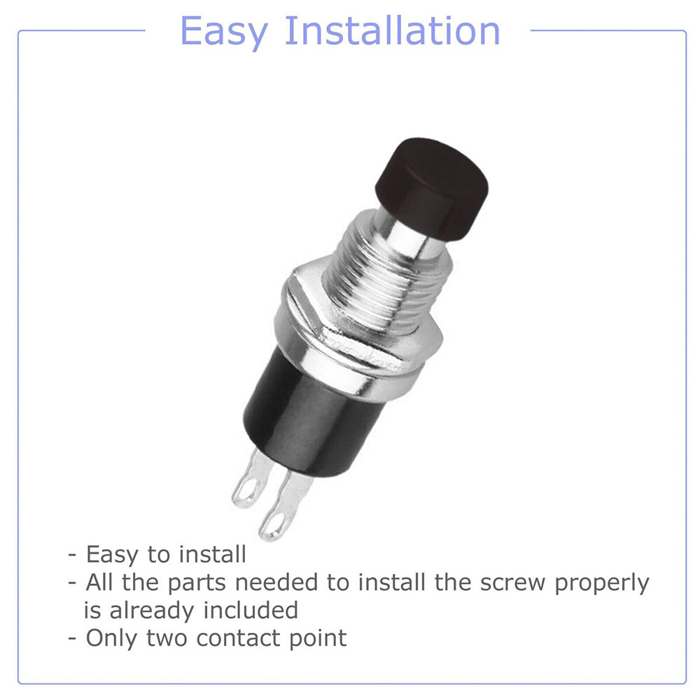 12V SPST Mini Push Button Pre-Wired Momentary N/O OFF-ON Switch Plug US